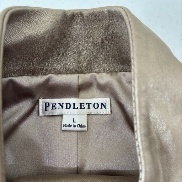 Pendleton 100% Leather Jacket Womens L Bronze Gold Blazer Supple Buttery Soft - Picture 10 of 11